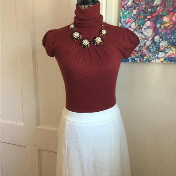 Ann Taylor Winter White Boiled Wool Skirt Sz 2P - Picture 6 of 8